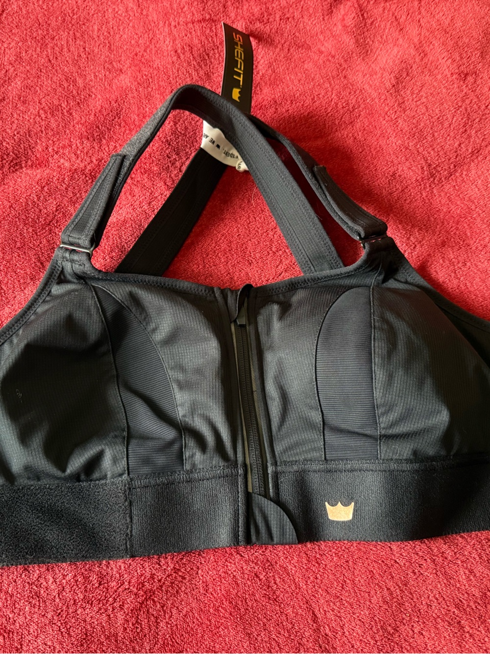 SHEFIT Black Women's High-Support Zip Sports Bra 1Luxe